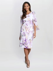 Gina Bacconi Harmony Floral Print White Dress - Image 1 of 7