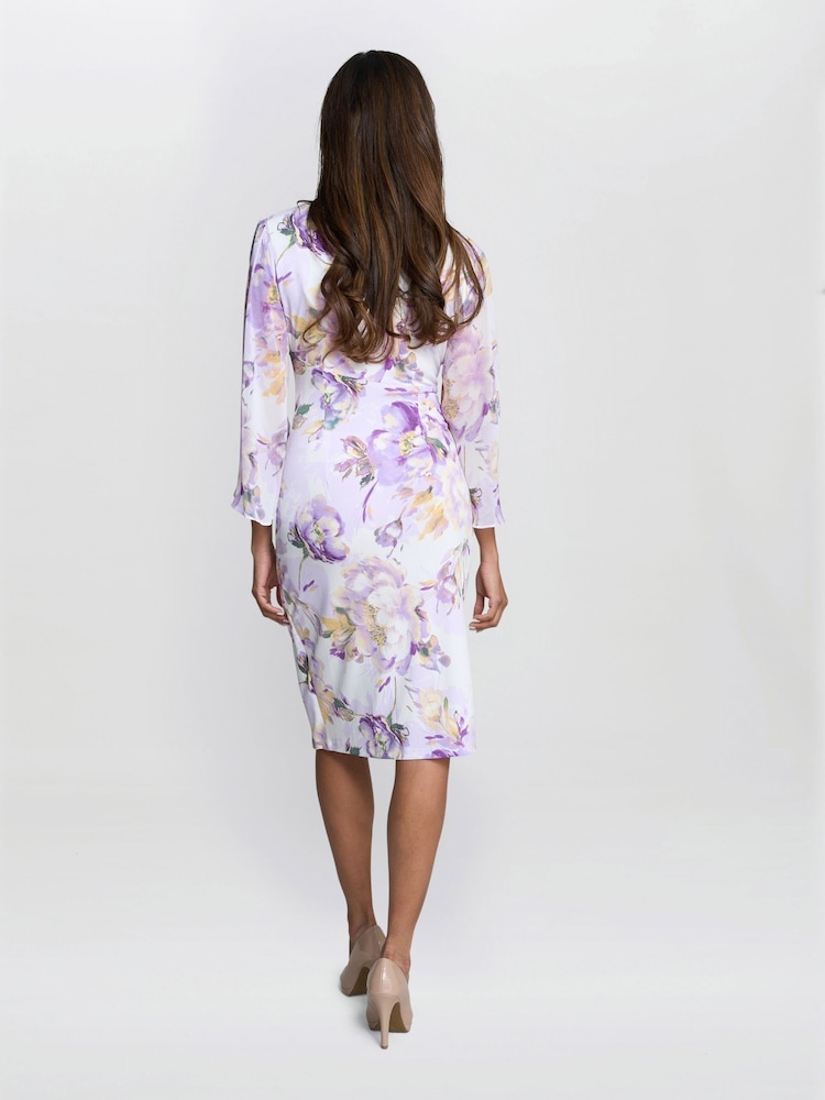 Gina Bacconi Harmony Floral Print White Dress - Image 2 of 7