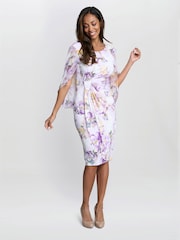 Gina Bacconi Harmony Floral Print White Dress - Image 6 of 7