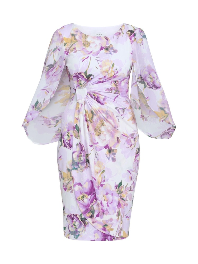 Gina Bacconi Harmony Floral Print White Dress - Image 7 of 7