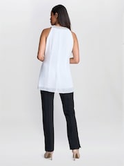 Gina Bacconi Elle Halter White Top With Beaded Neck - Image 2 of 7