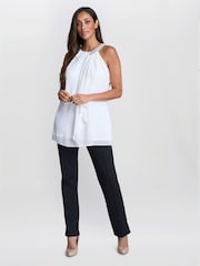 Gina Bacconi Elle Halter White Top With Beaded Neck - Image 3 of 7