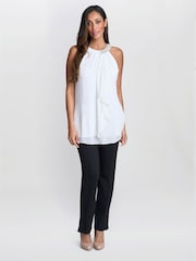 Gina Bacconi Elle Halter White Top With Beaded Neck - Image 5 of 7