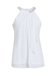Gina Bacconi Elle Halter White Top With Beaded Neck - Image 7 of 7