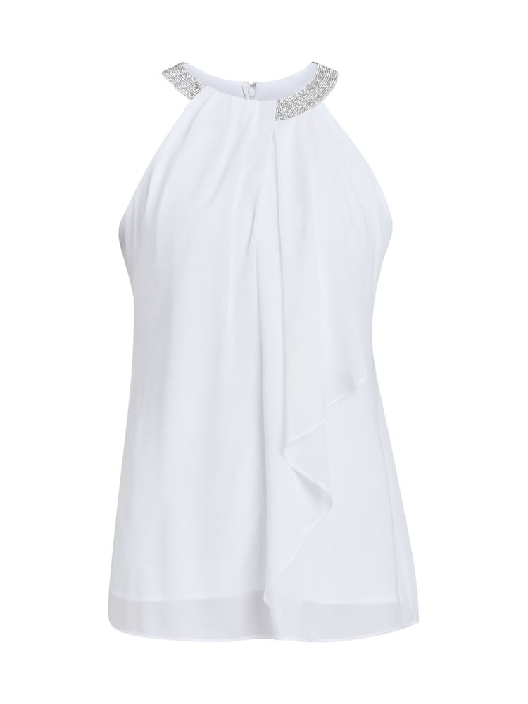 Gina Bacconi Elle Halter White Top With Beaded Neck - Image 7 of 7