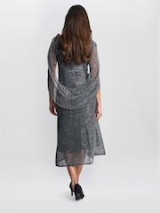 Gina Bacconi Ciara Metallic Knit Black Dress - Image 2 of 6
