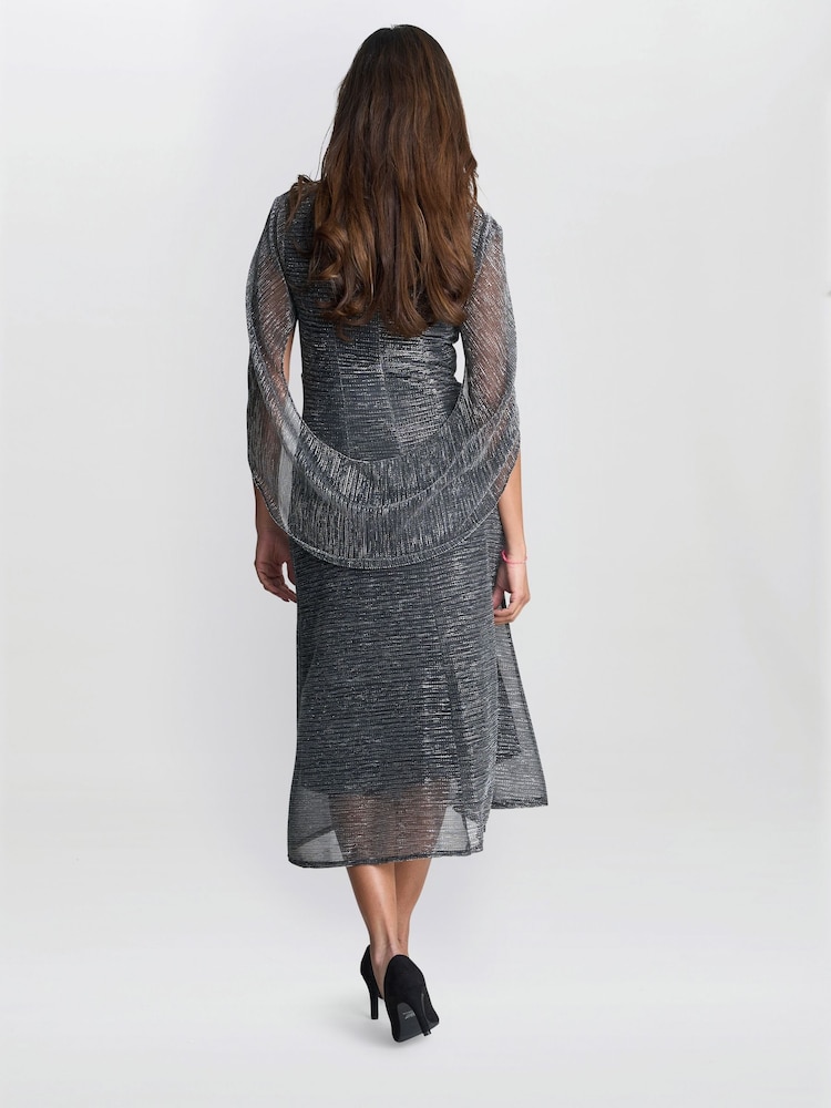 Gina Bacconi Ciara Metallic Knit Black Dress - Image 2 of 6