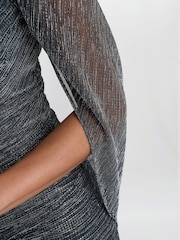 Gina Bacconi Ciara Metallic Knit Black Dress - Image 4 of 6