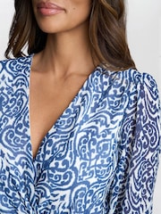 Gina Bacconi Kourtney Chiffon Blue Jumpsuit - Image 3 of 6