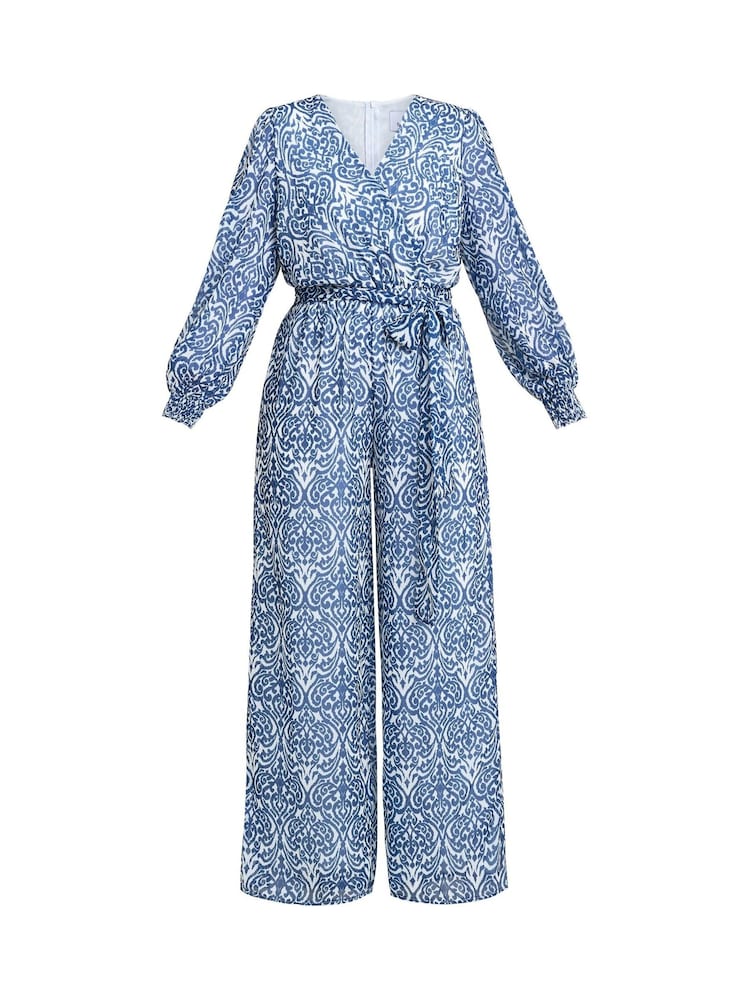 Gina Bacconi Kourtney Chiffon Blue Jumpsuit - Image 6 of 6