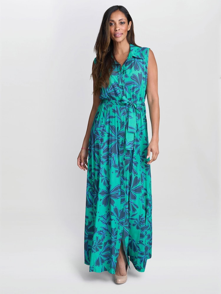 Gina Bacconi Blue Reagan Long Shirt Dress - Image 1 of 6