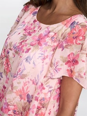 Gina Bacconi Orange Essie Midi Length Printed Tier Dress - Image 4 of 6