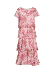 Gina Bacconi Orange Essie Midi Length Printed Tier Dress - Image 6 of 6