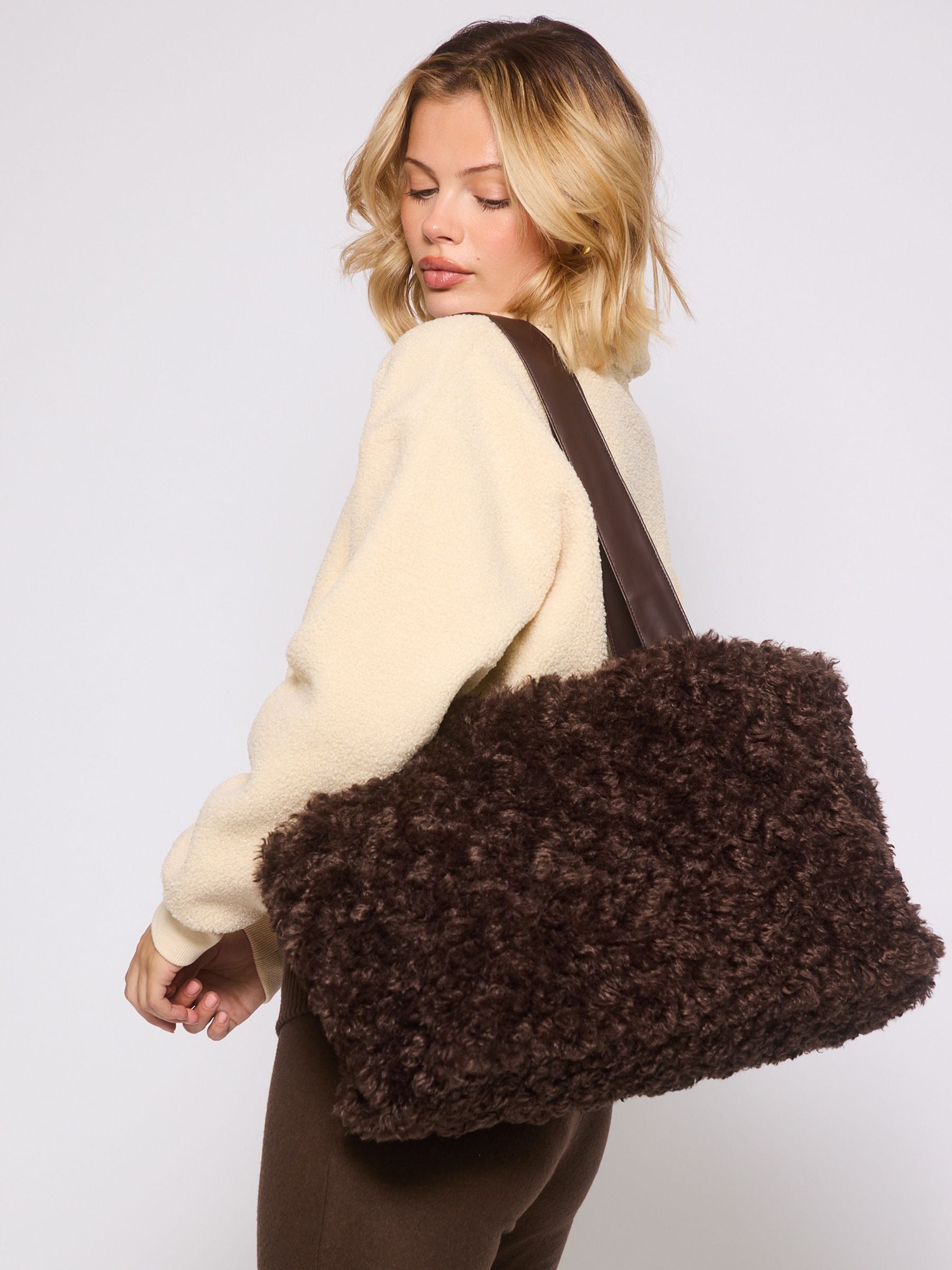 Buy South Beach Brown Faux Fur Tote Bag from Next USA
