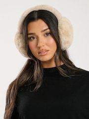 South Beach Cream Fluffy Earmuffs - Image 2 of 4