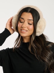 South Beach Cream Fluffy Earmuffs - Image 3 of 4