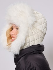 South Beach White Faux Fur lined Trapper Hat - Image 4 of 5