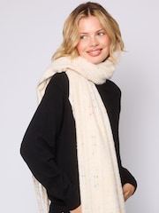 South Beach Cream Woven Thread Detail Scarf - Image 1 of 5