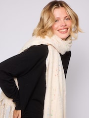 South Beach Cream Woven Thread Detail Scarf - Image 4 of 5
