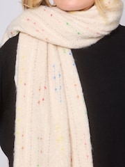 South Beach Cream Woven Thread Detail Scarf - Image 5 of 5