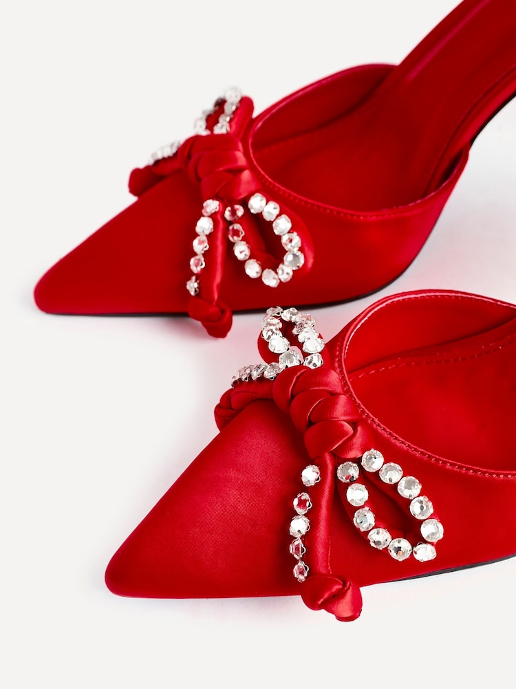 Linzi Red Satin Glimpse Court Heel With Diamante Bow - Image 6 of 6 Linzi Red Satin Glimpse Court Heel With Diamante Bow - Image 6 of 6