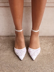 Linzi Cream Bridal Serenade Beaded Mesh Court Heels - Image 1 of 6