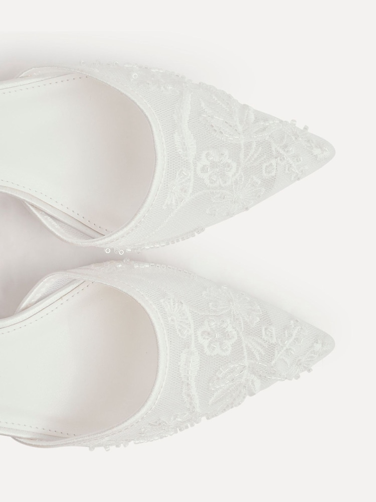 Linzi Cream Bridal Serenade Beaded Mesh Court Heels - Image 6 of 6