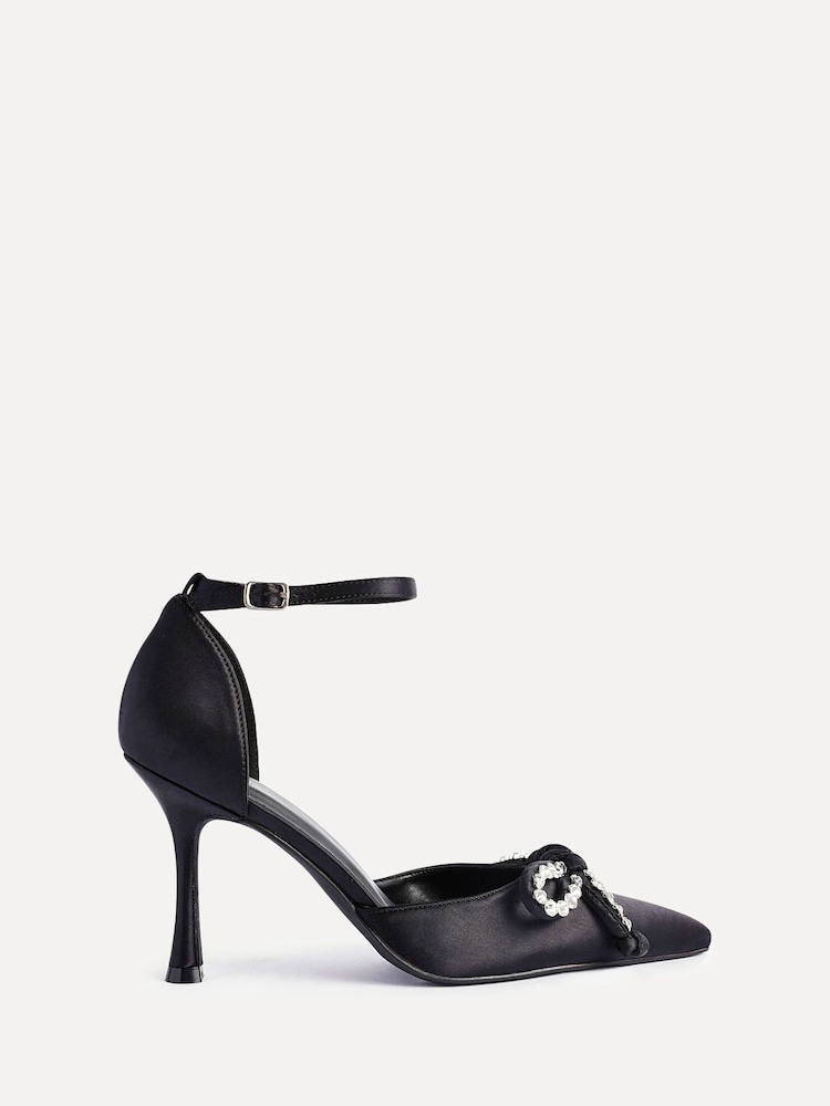 Linzi Black Chrome Crave Studded Kitten Heel Courts Shoes - Image 2 of 5
