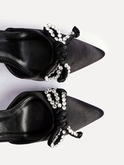 Linzi Black Chrome Crave Studded Kitten Heel Courts Shoes - Image 5 of 5
