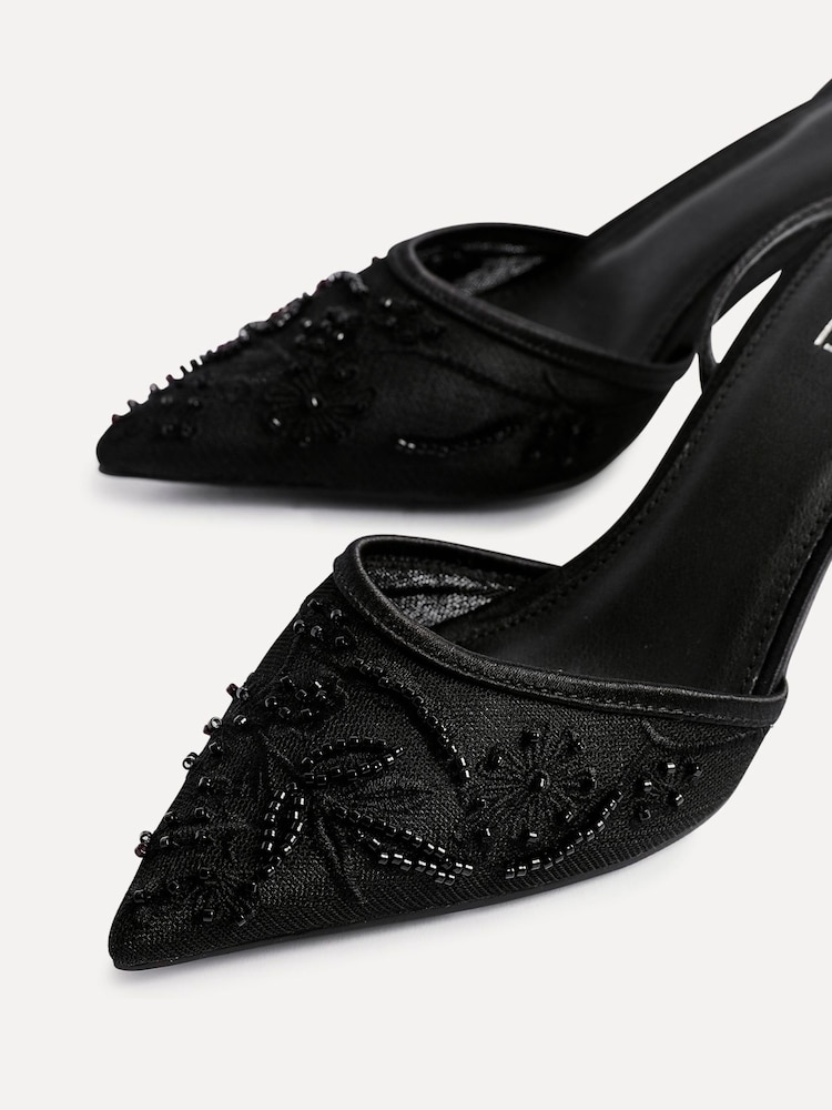Linzi Black Bridal Serenade Beaded Mesh Court Heels - Image 5 of 5 Linzi Black Bridal Serenade Beaded Mesh Court Heels - Image 5 of 5