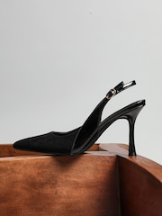 Linzi Black Wink Suede And Patent Mix Court Heels - Image 2 of 6