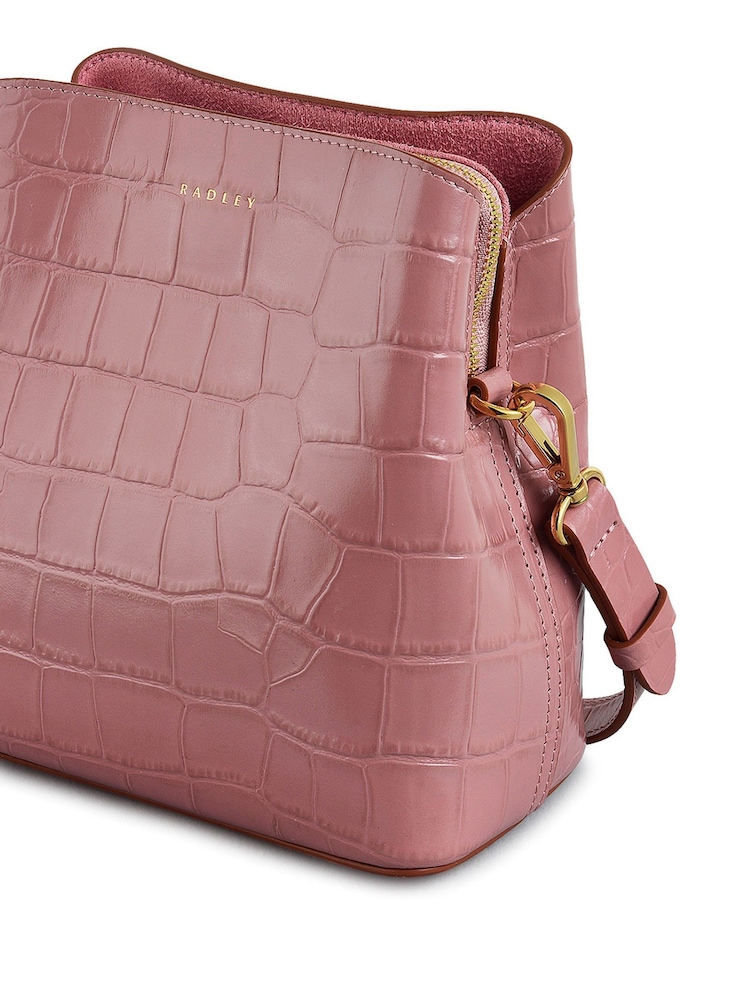 Radley Small Pink Dukes Place Faux Croc Compartment Cross-Body  Bag - Image 2 of 4