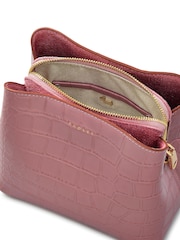 Radley Small Pink Dukes Place Faux Croc Compartment Cross-Body  Bag - Image 3 of 4