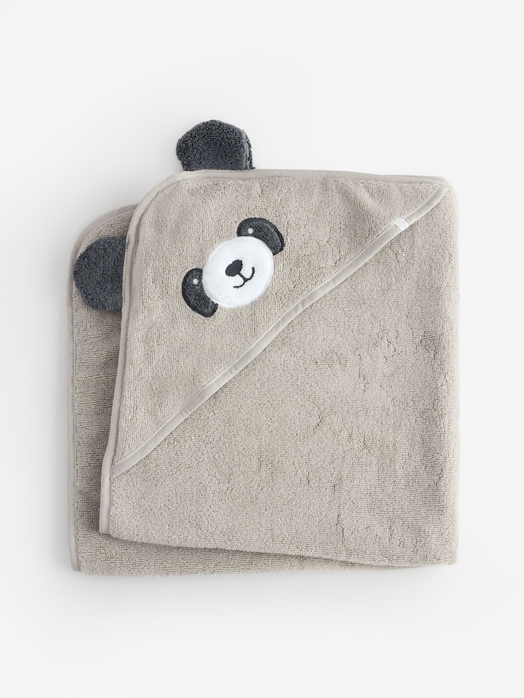 MORI Grey Panda Hooded Baby Towel - Image 1 of 1