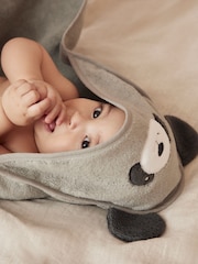 MORI Grey Panda Hooded Baby Towel - Image 3 of 4