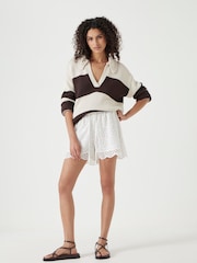 Hush White Margot Cotton Broderie Pull On Shorts - Image 3 of 5