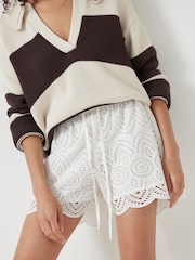 Hush White Margot Cotton Broderie Pull On Shorts - Image 4 of 5