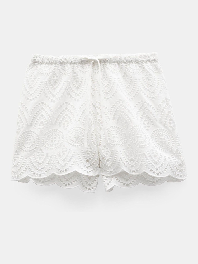 Hush White Margot Cotton Broderie Pull On Shorts - Image 5 of 5
