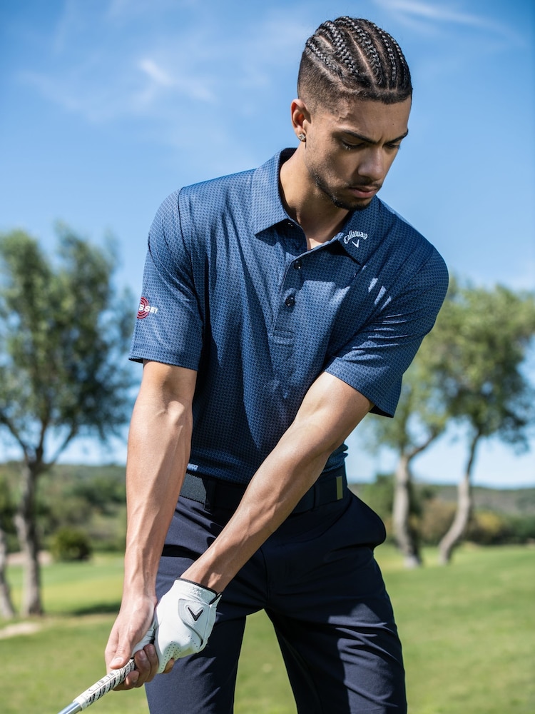 Callaway Apparel Blue Odyssey Print Polo Shirt - Image 1 of 3