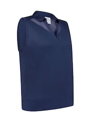 Callaway Apparel Blue Waist Length Mesh Detail Sleeveless Polo Shirt - Image 1 of 2