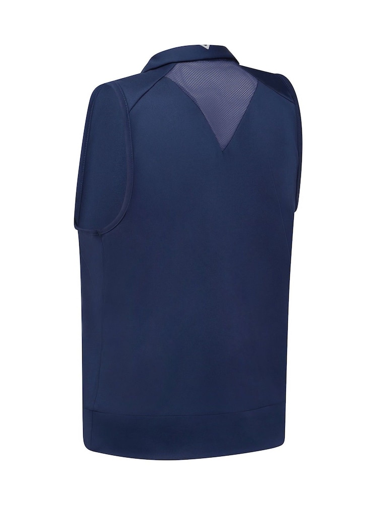 Callaway Apparel Blue Waist Length Mesh Detail Sleeveless Polo Shirt - Image 2 of 2