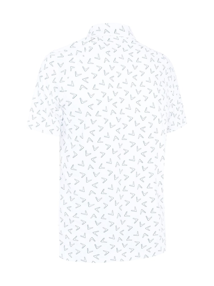Callaway Apparel All-Over Large Chev Printed White Polo Shirt - Image 5 of 5