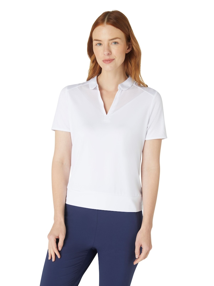 Callaway Apparel Waist Length Mesh Detail Short Sleeve White Polo Shirt - Image 1 of 5