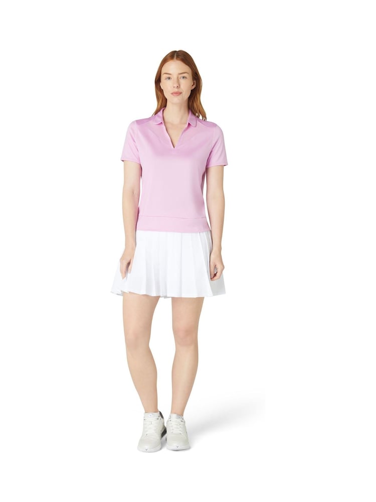 Callaway Apparel Pink Waist Length Mesh Detail Short Sleeve Polo Shirt - Image 1 of 5
