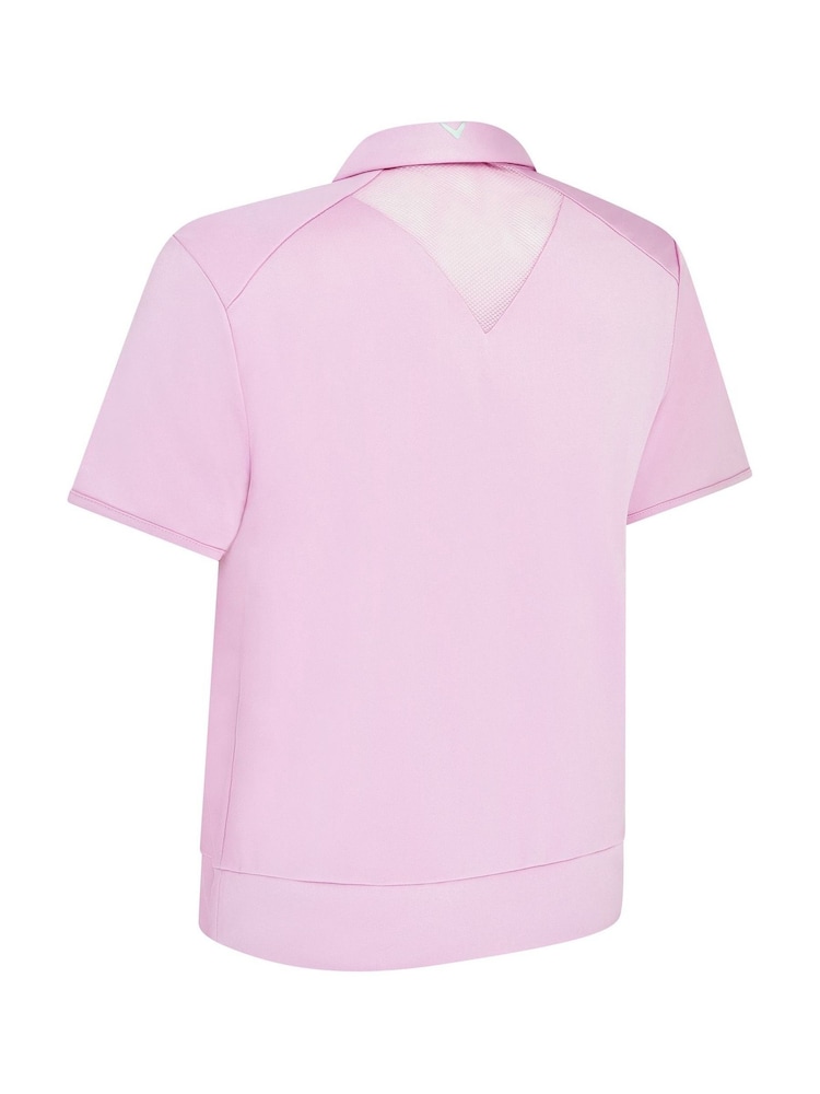 Callaway Apparel Pink Waist Length Mesh Detail Short Sleeve Polo Shirt - Image 5 of 5