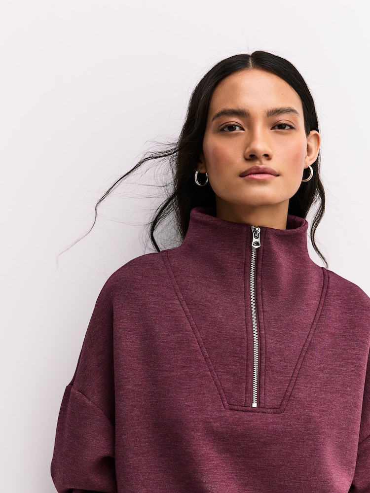 Varley Sassafras Marl Half Zip Hawley Sweatshirt - Image 5 of 5 Varley Sassafras Marl Half Zip Hawley Sweatshirt - Image 5 of 5