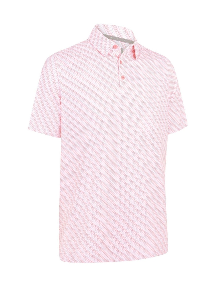 Callaway Apparel Pink Twill Print Polo Shirt - Imagen 2 de 3