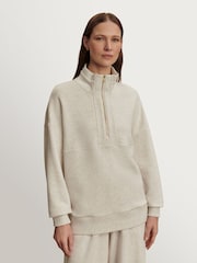 Varley Ivory Marl Molly Half Zip Longline Sweatshirt - Image 1 of 7