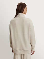 Varley Ivory Marl Molly Half Zip Longline Sweatshirt - Image 2 of 7
