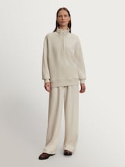 Varley Ivory Marl Molly Half Zip Longline Sweatshirt - Image 3 of 7